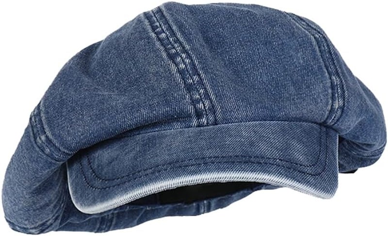 Molodo Women Denim Newsboy Cap Slouchy Newsboy Hat Visor Beret Flat Cap Vintage Oversized Cabbie Hat Cotton Octagonal Cap - Image 1
